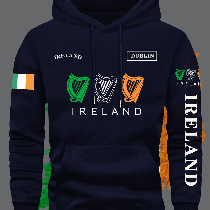 Men's Brown Ireland Flag Graphic Hoodie.