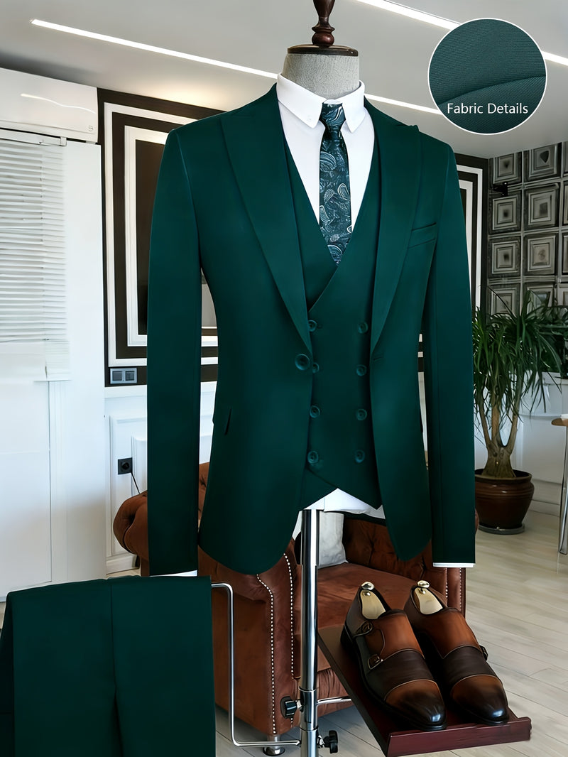 3pcs Men's Classic Solid Color Suit Set.
