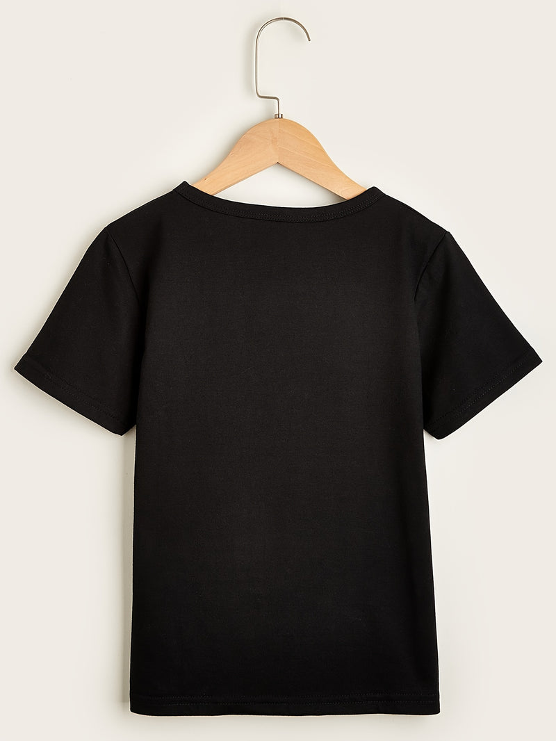 OMA's GIRL Print Tee Girls' Casual & Trendy Crew Neck Short Sleeve.