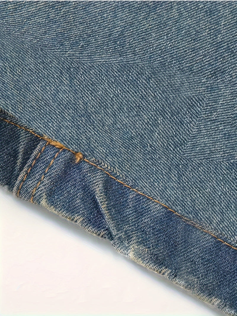 Men's Black Wide-Leg Loose-Fitting Jeans That Drag on The Ground.