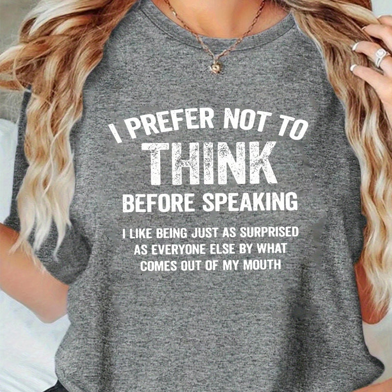 Women's Playful English Slogan Short Sleeve Round Neck T-Shirt.