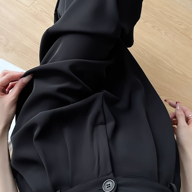 Women’s Long Tailored Trousers with a Single Button.