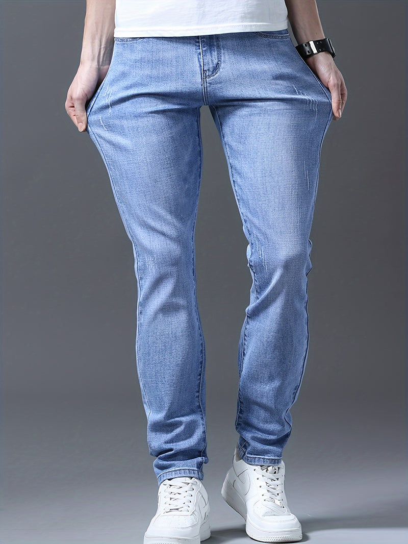 Men's Slim-Fit Stretch Jeans - Stretch Denim Pants with Button Closure.