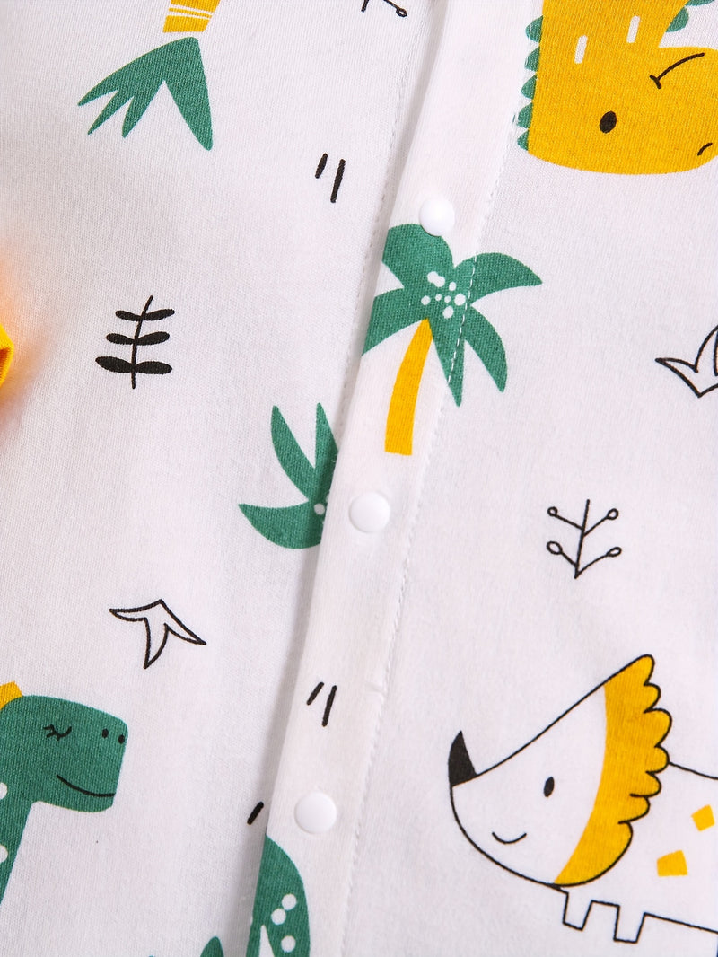 1pc Long Sleeve Knitted Bodysuit with Full Print.