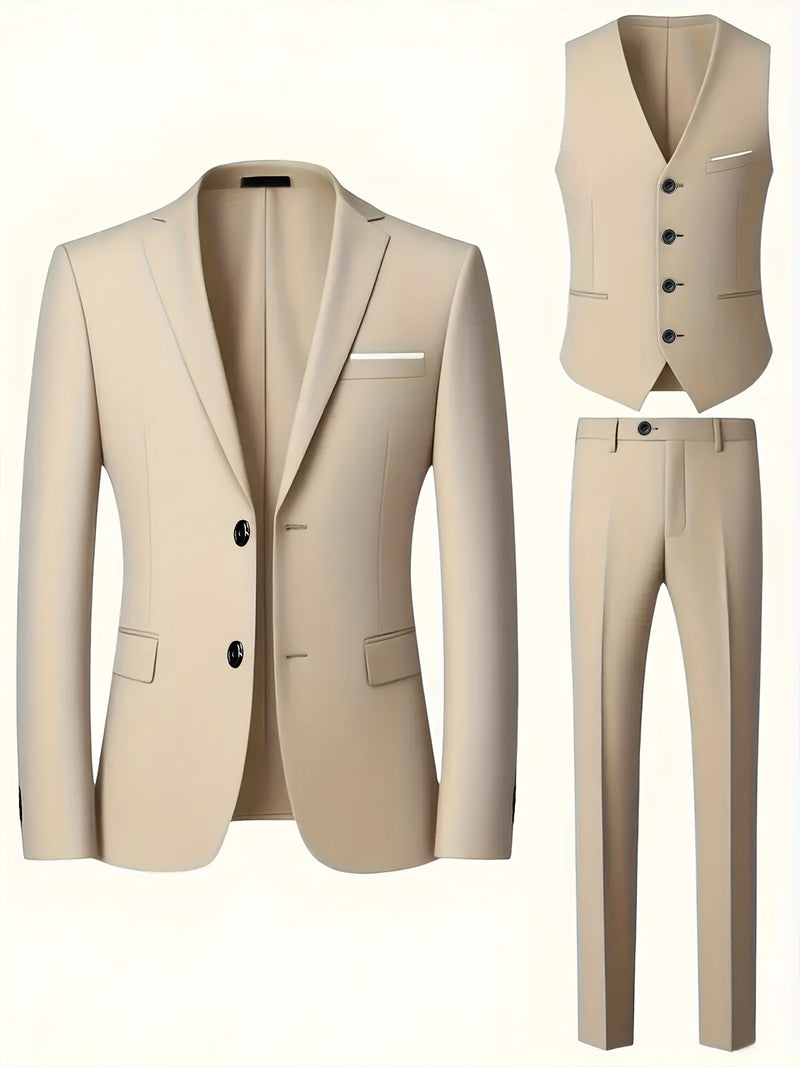 Men's 2pcs Wedding Suit Set - Slim Fit Business Suit Jacket.