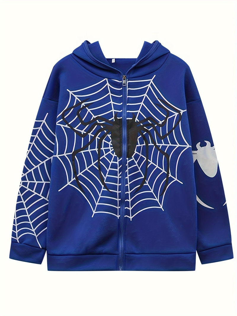 2026 Spring Spider Web Zipper Hoodie Women'S Casual Trendy.