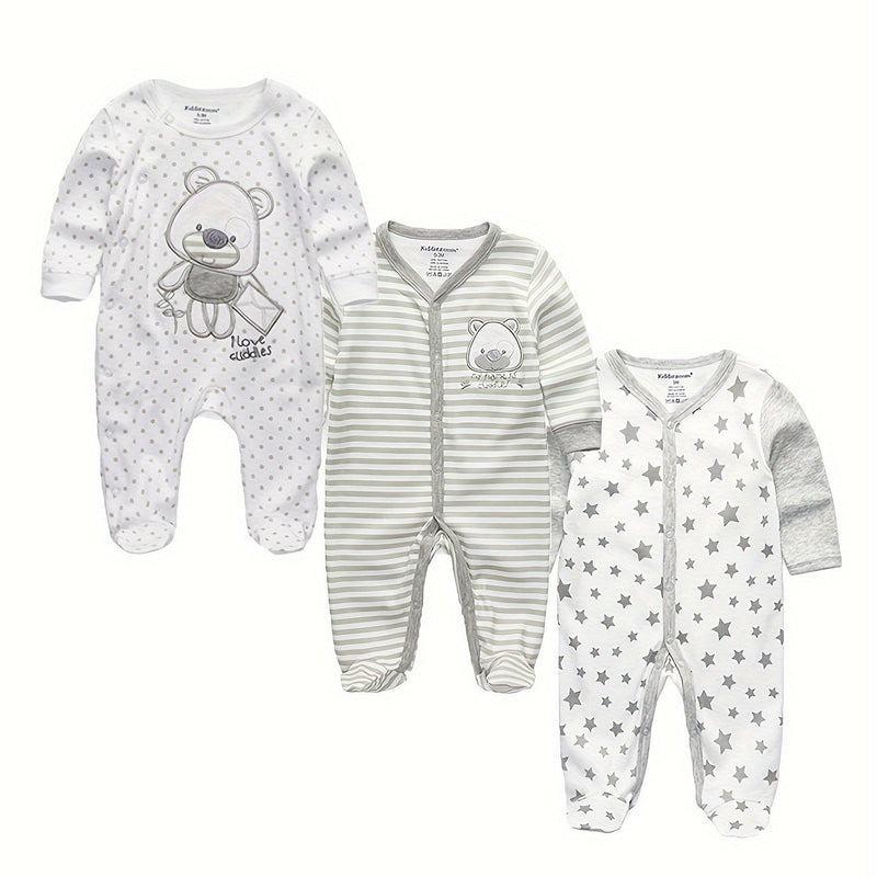 3pcs Set of Footed Onesies for Boys And Girls.