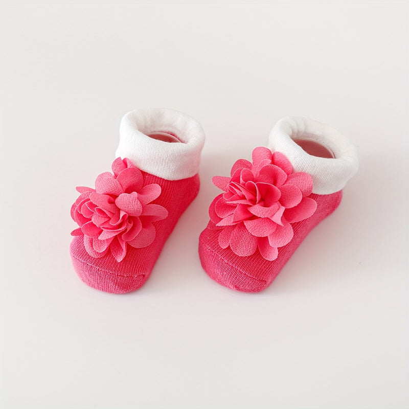 A Set of 1 Pair of Baby Flower Socks Along with a Baby Mesh Headband.
