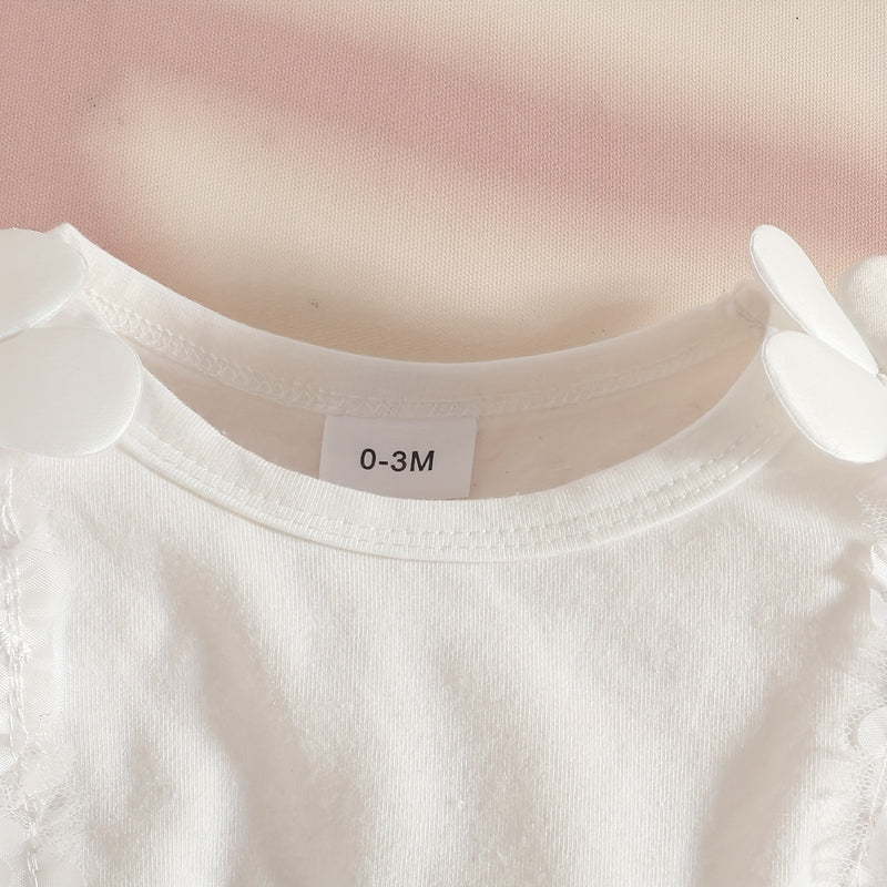 Newborn Baby Girl White Christening Gown Long-Sleeved Dress.