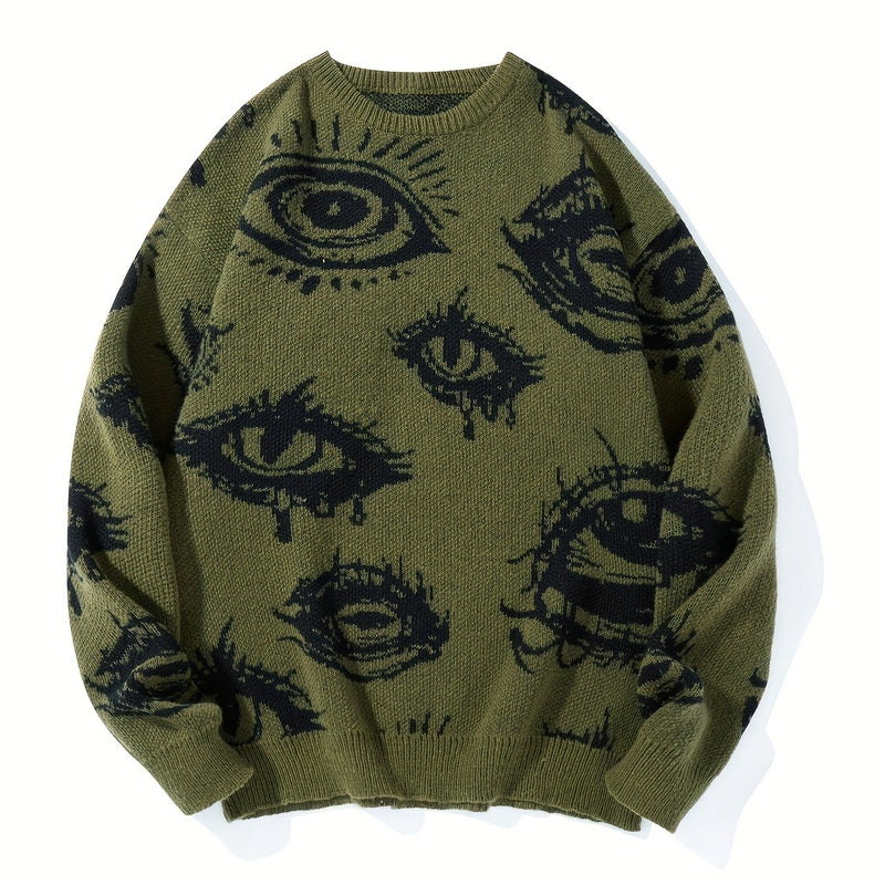 Men’s Round Neck Street Style Pullover with Contrasting Colors.