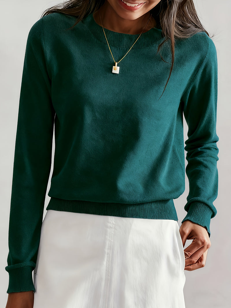 Women's Fashion Round Neck High-end Versatile Base Layer Top.