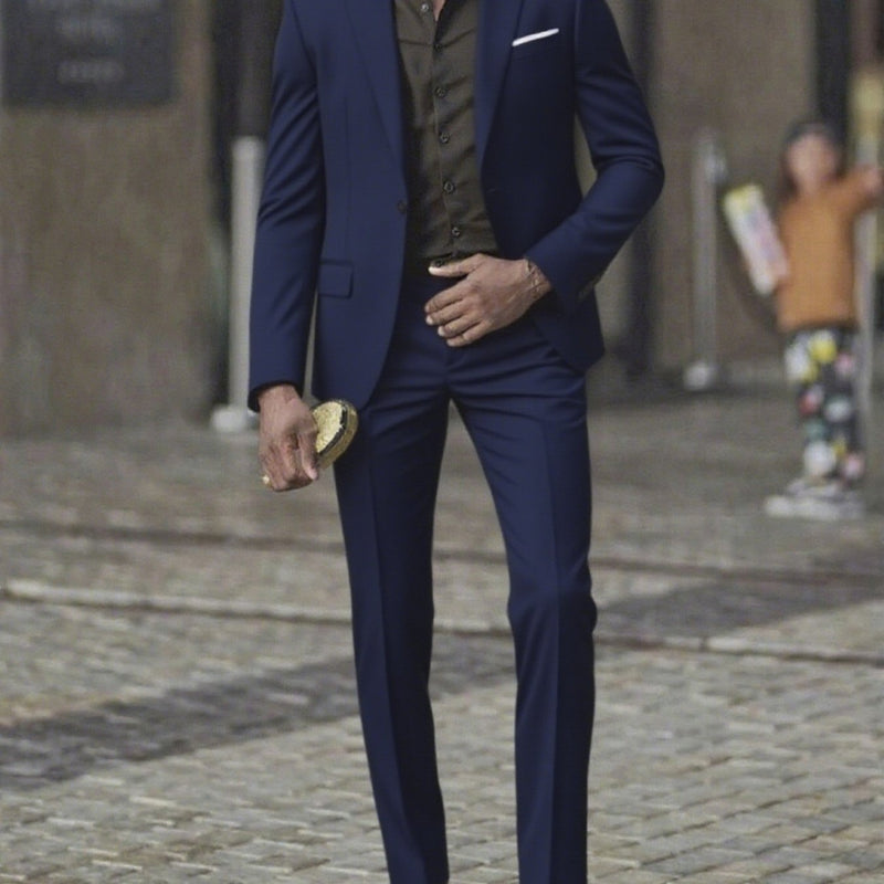 2pcs Men's Slim-Fit Burgundy Wedding & Business Suit Set.