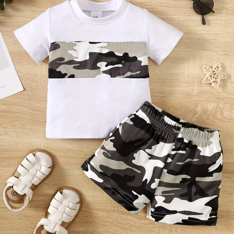 Boys' Printed Short Sleeve Top and Pants Set.