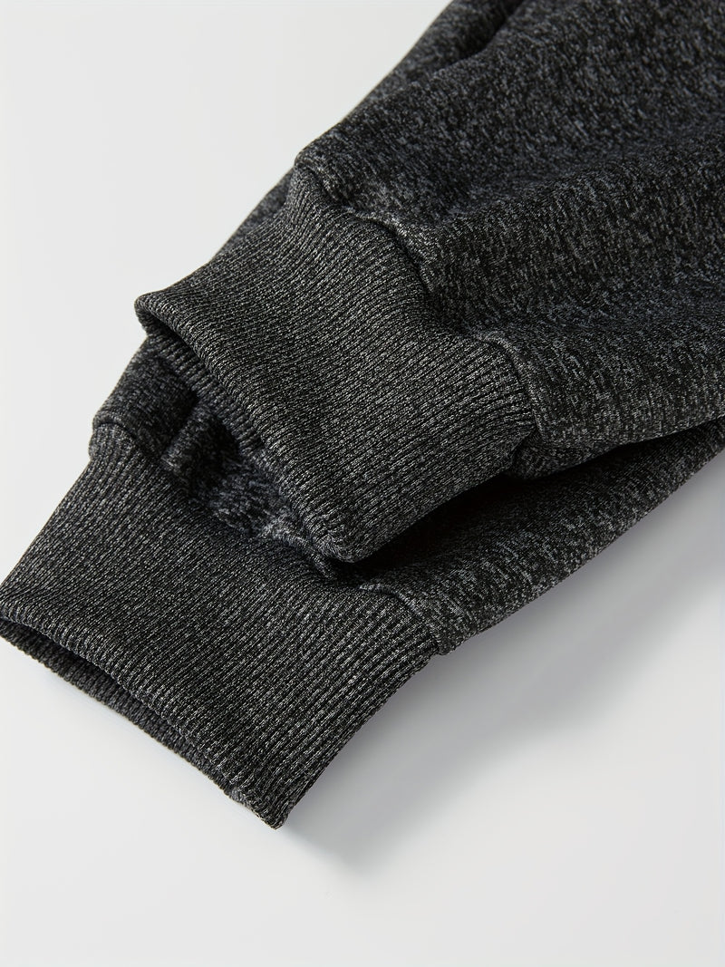 Boys Thick Plush-Lined Zip-Up Jacket + Pants Set.