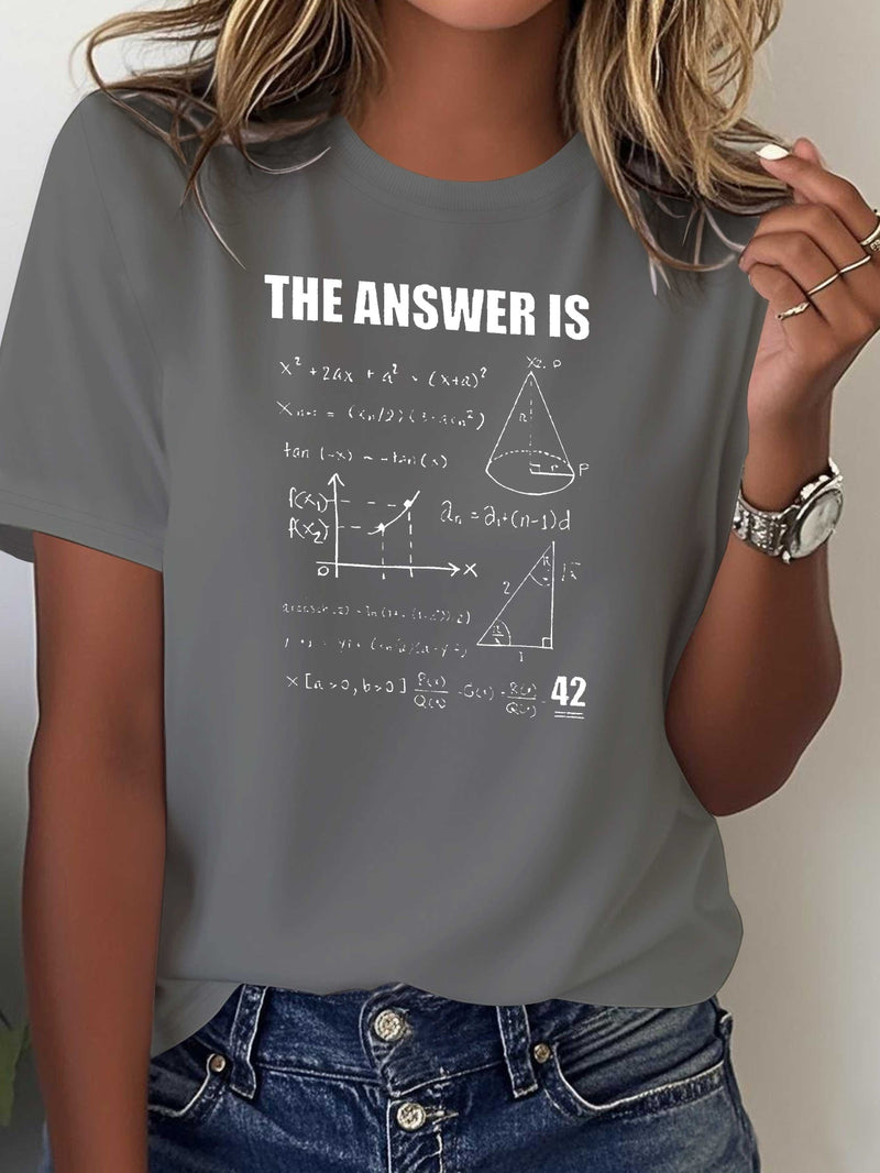 Women's Pure T-Shirt with Math-Themed Print.