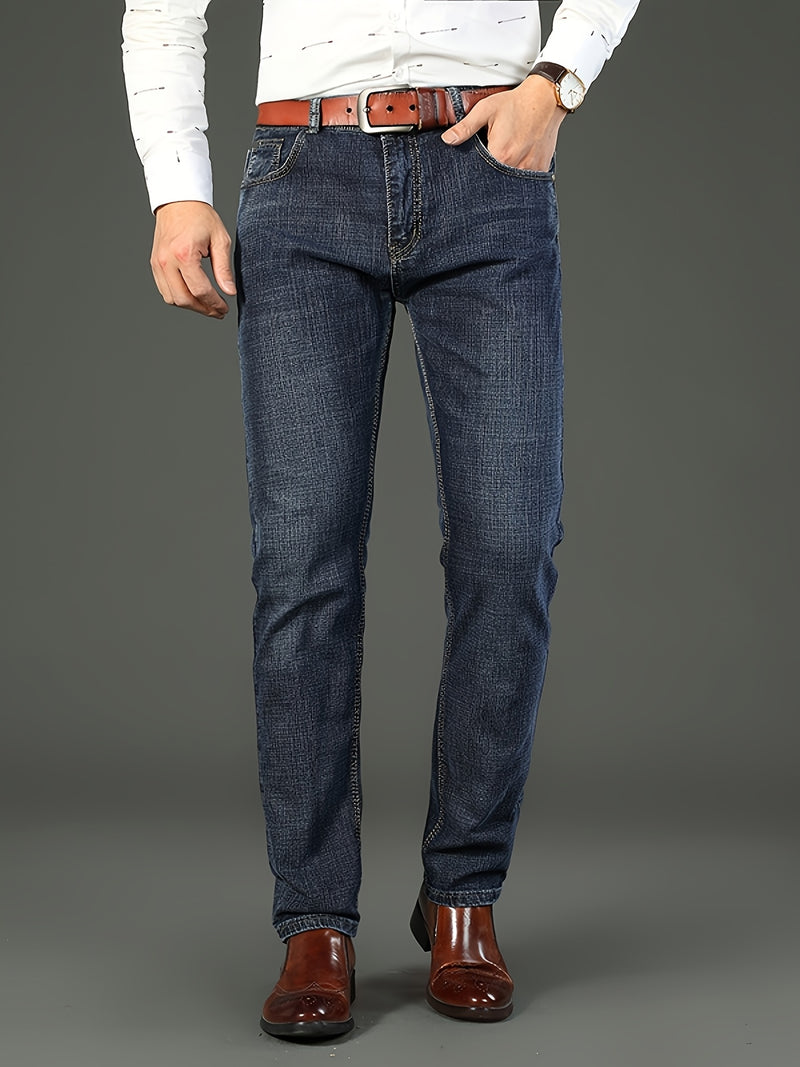 New Seasonal Chinese-Style Straight-Leg Jeans for Men.