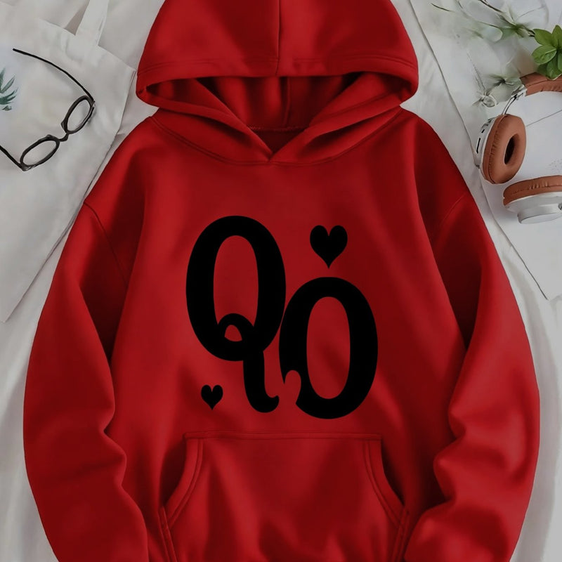 Black Letter Print Pattern on Sweatshirt.