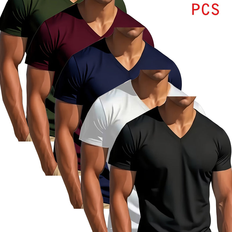 5pcs Men's V-Neck T-Shirt Pack.