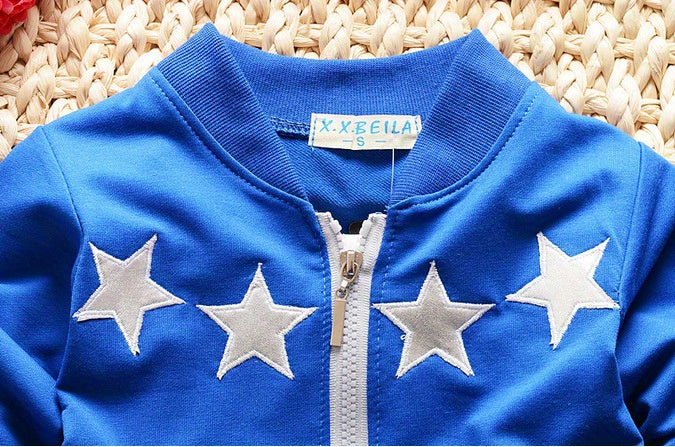 Boys Spring/Autumn Long Sleeve Outfit - Two-Piece Set with Star Print.