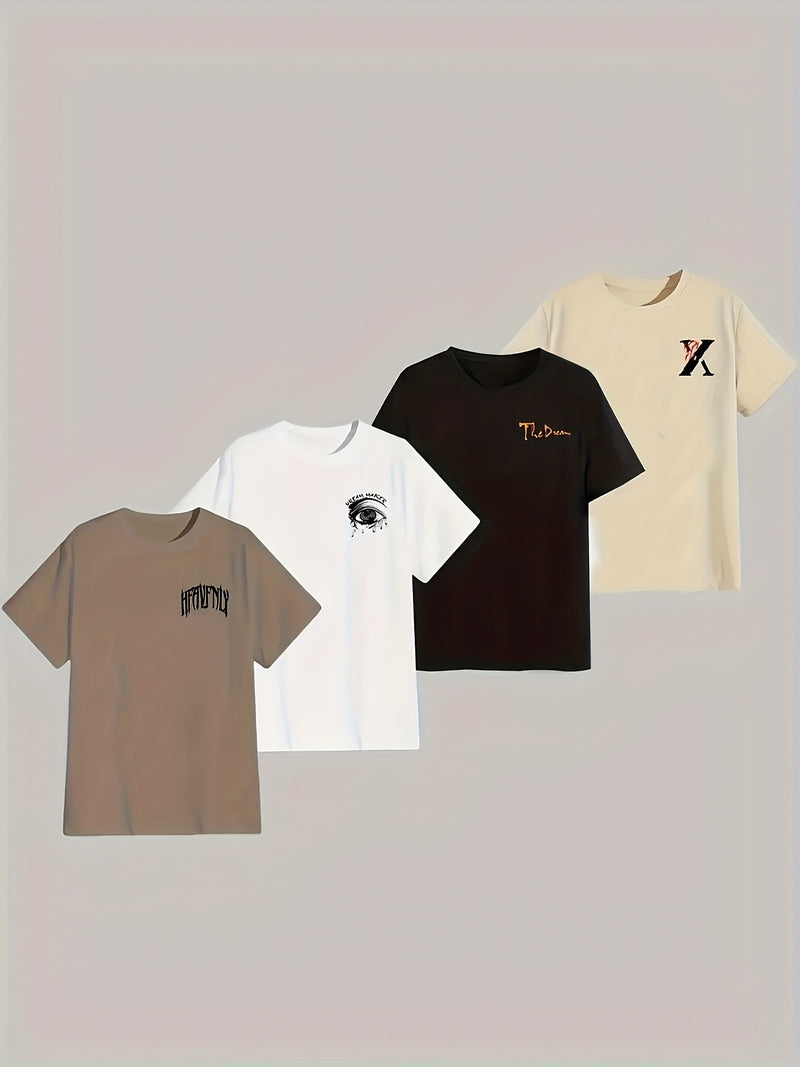 4pcs Men's Casual 3D Short-Sleeve T-Shirts.