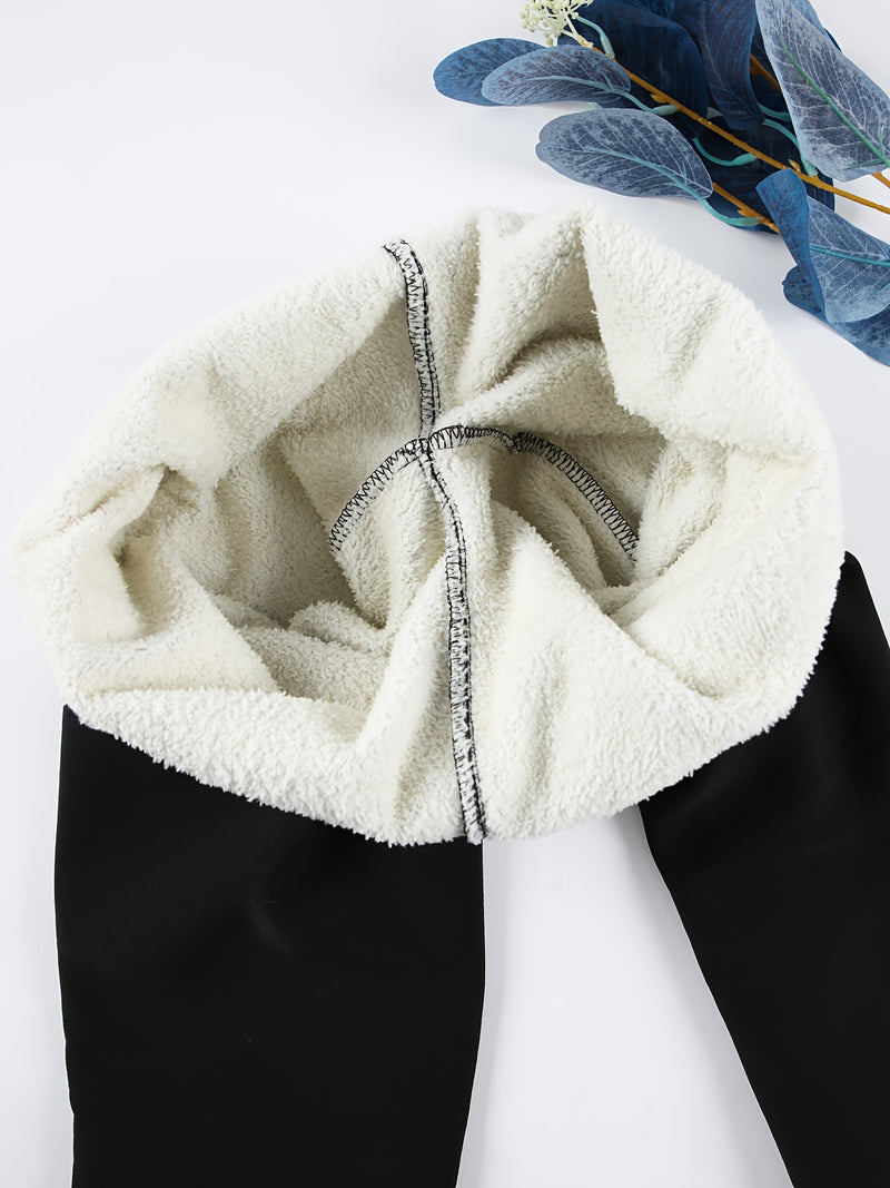 3pcs -Lined Solid Color Skin-Tight Leggings, Autumn/Winter.