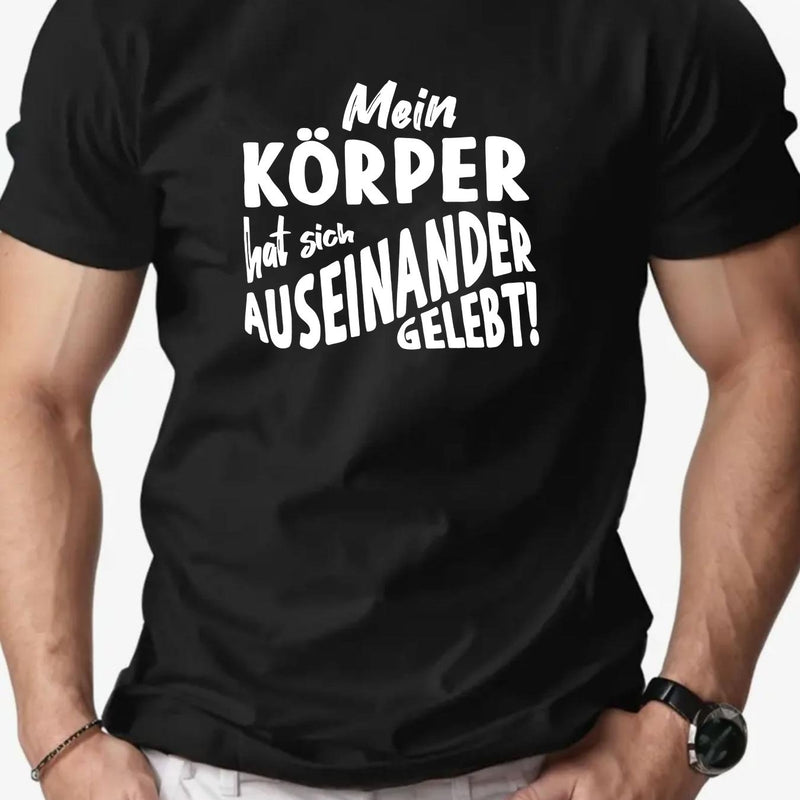 Men's KOPPER English Pattern Summer Casual Crew Neck Short T-Shirt.
