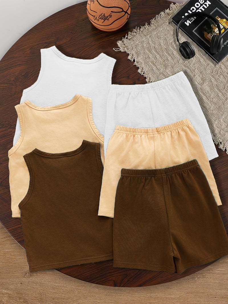 6pcs Set for Baby Boys Featuring a Trendy Summer Outfit.