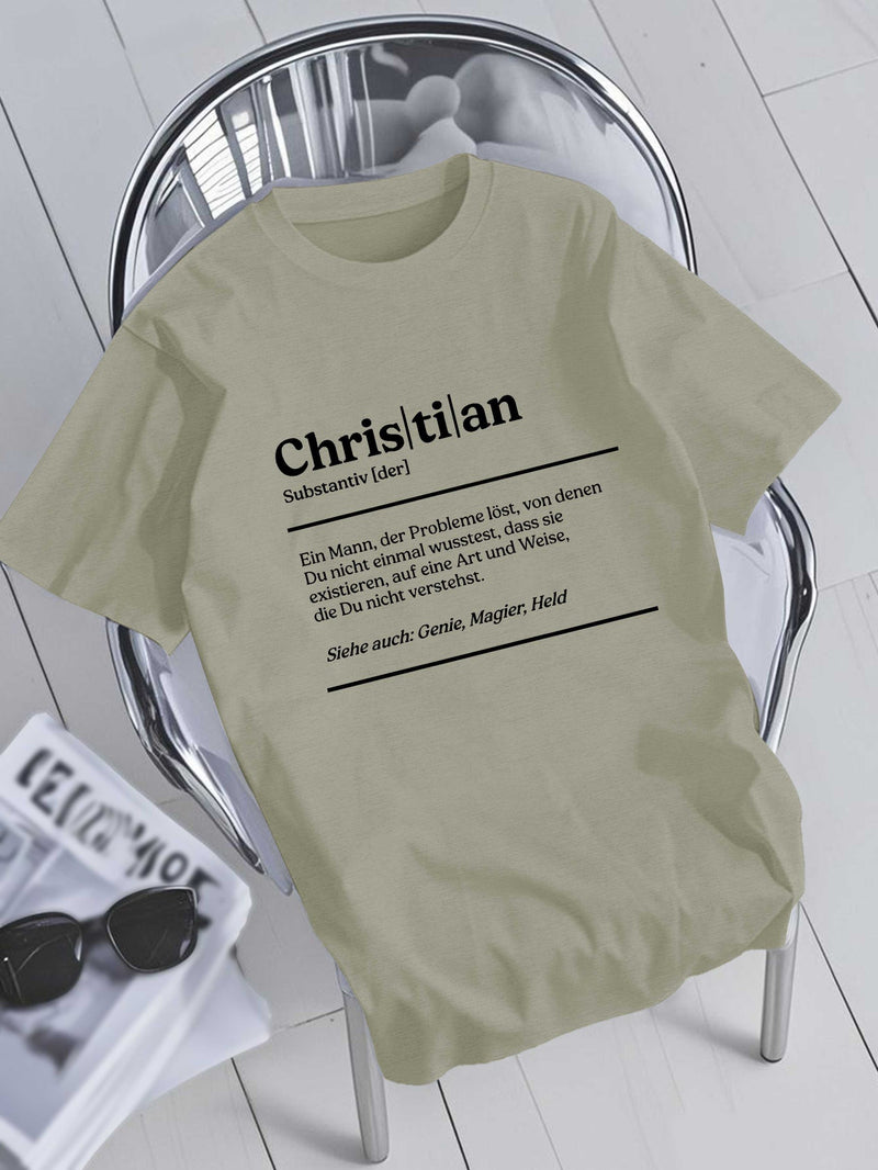 Men's Summer T-Shirt with a Fun Christian German Name And Short Sleeves.