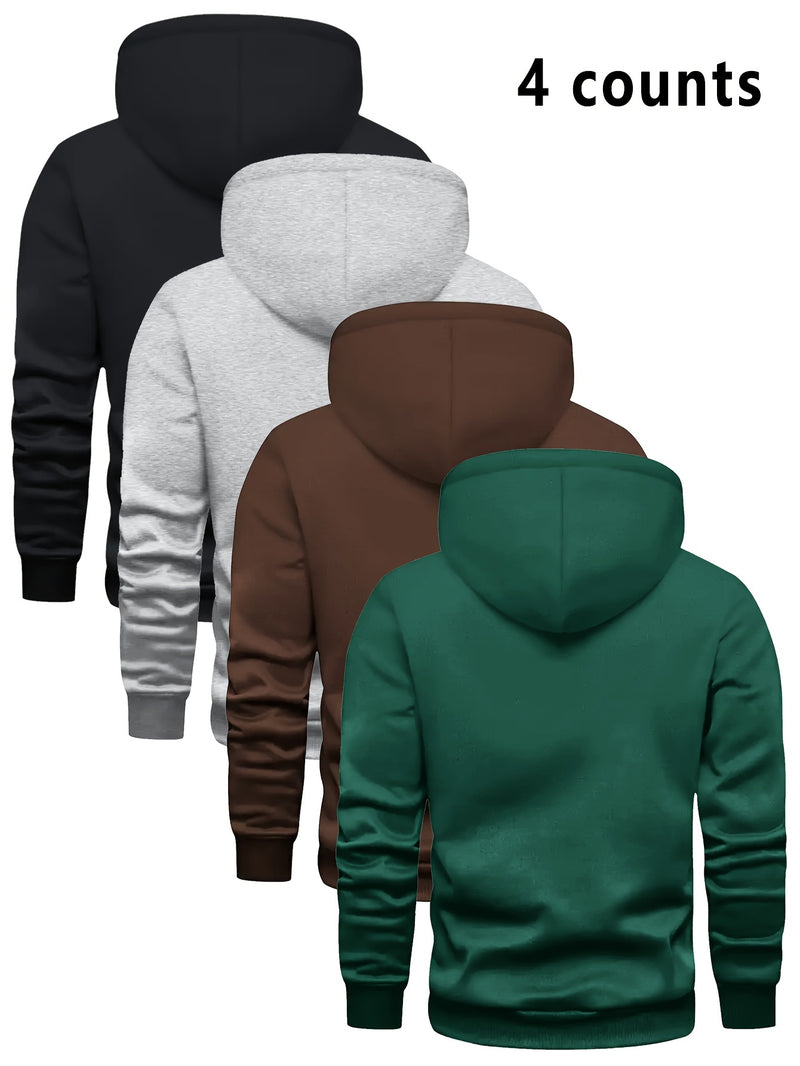 4 Counts Hooded Sweatshirt Fleece Men's Casual Versatile Fashion.