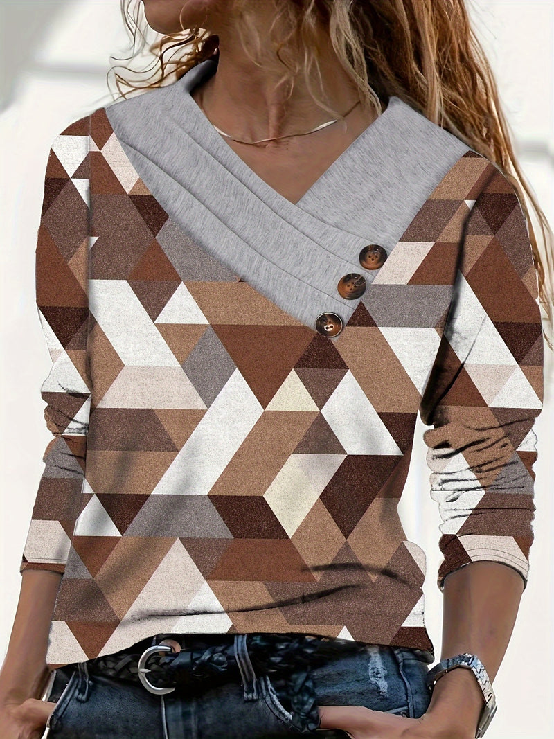 Women's Elegant Floral Print Long Sleeve.