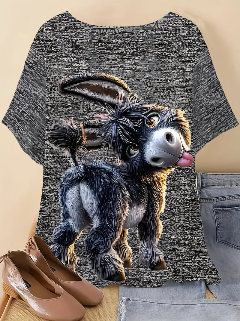 Women'S Short-Sleeve T-Shirt Has a Round Neck.