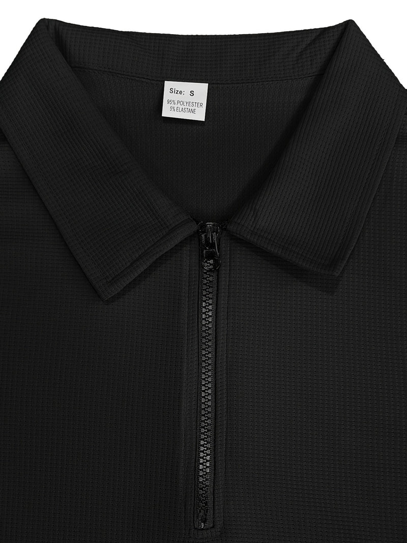 Trendy collar! Men's sports suit zipper design, preferred for daily outings.