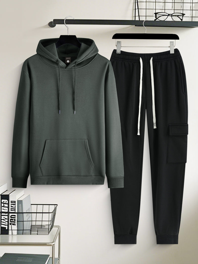 Men's Casual 2pcs Set, Fashion Long Sleeve Streetwear Hoodie.