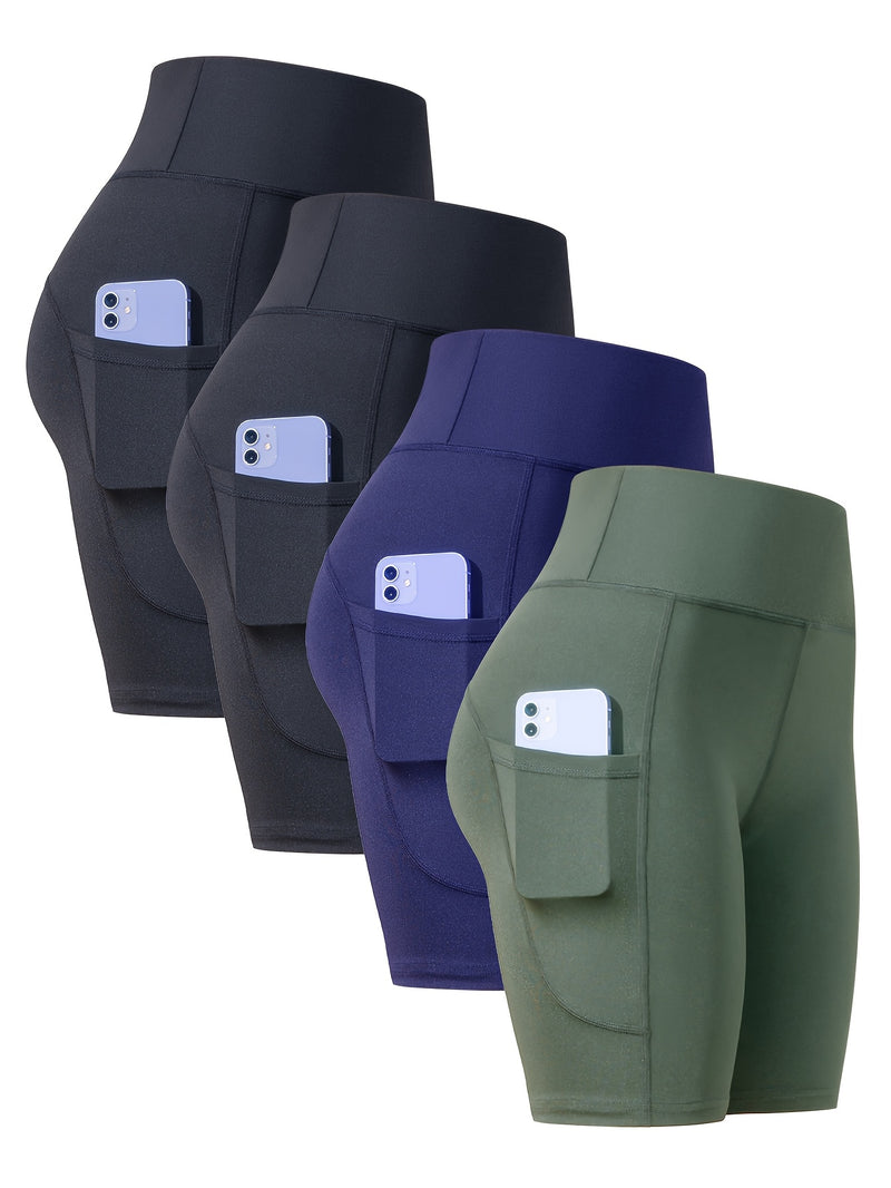 4-Pack Women’s Athletic Shorts, Fashion Yoga Shorts.