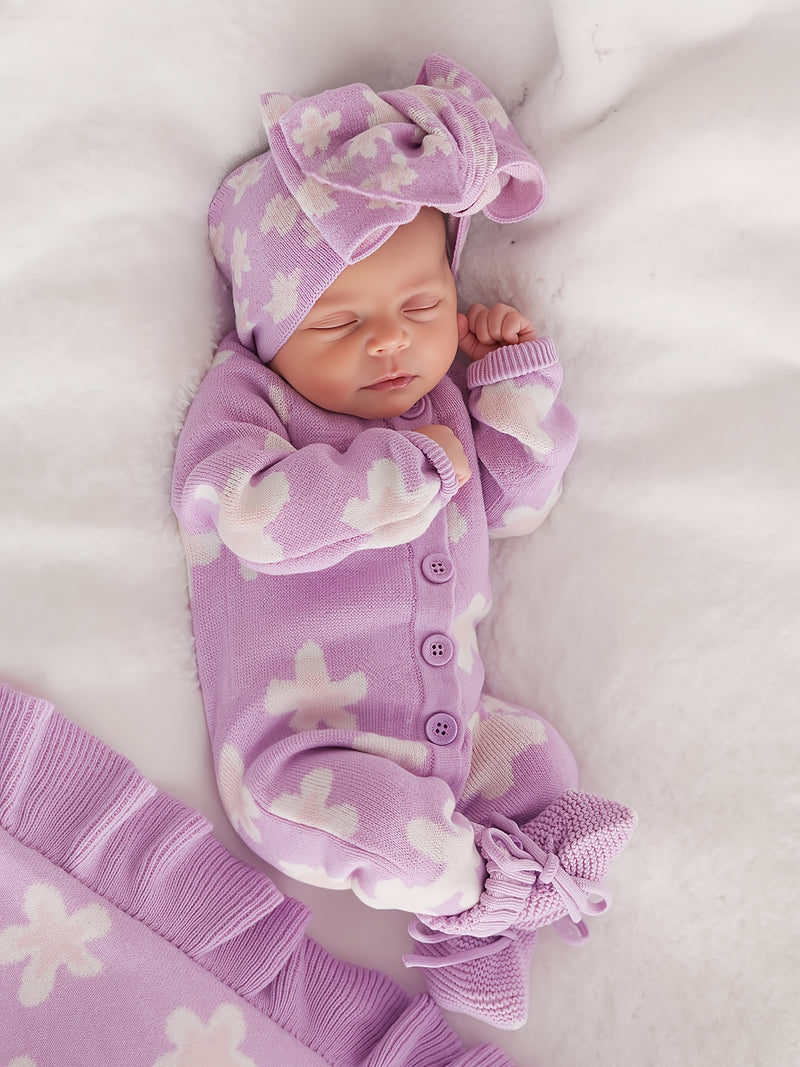 Infant and Toddler Autumn/Winter Jacquard Flower Soft Knit.