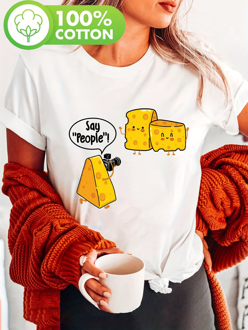 Women’s Cheese Lover Print T-Shirt.