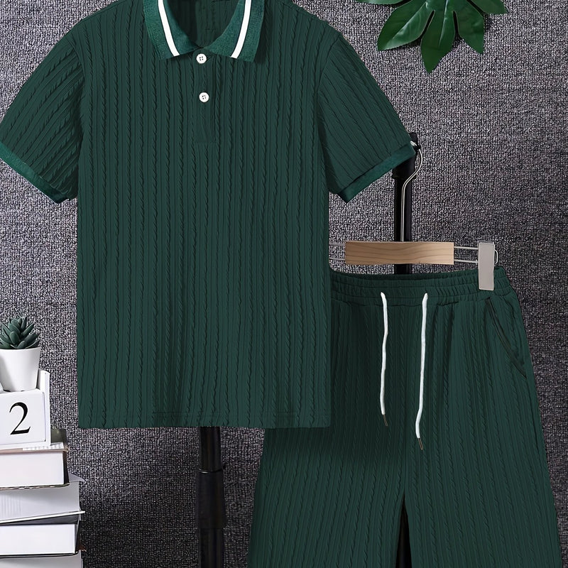 Men'S Casual Fashion Set Featuring a Top And Shorts.