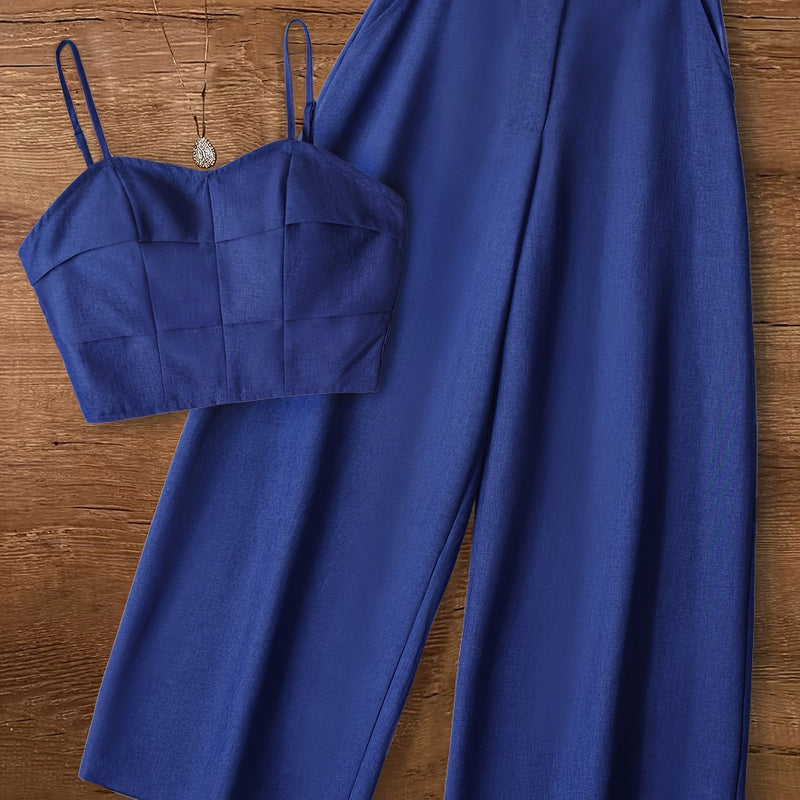 Women’s Solid Color Pants and Camisole Set.
