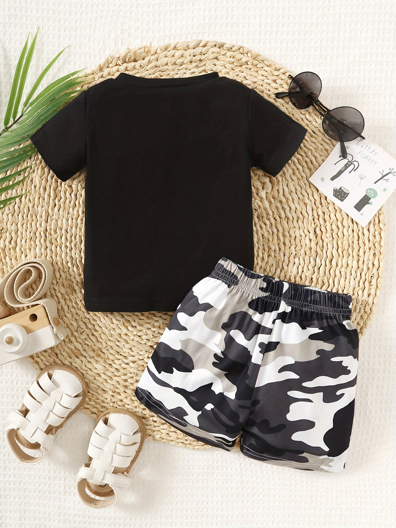 Boys' Printed Short Sleeve Top and Pants Set.