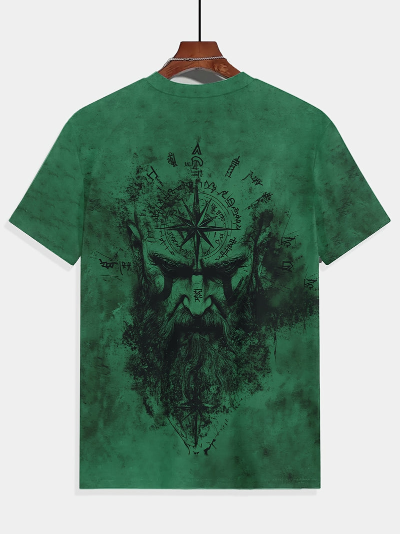 Summer Men's Wandering  Digital Printed Pattern T-shirt.