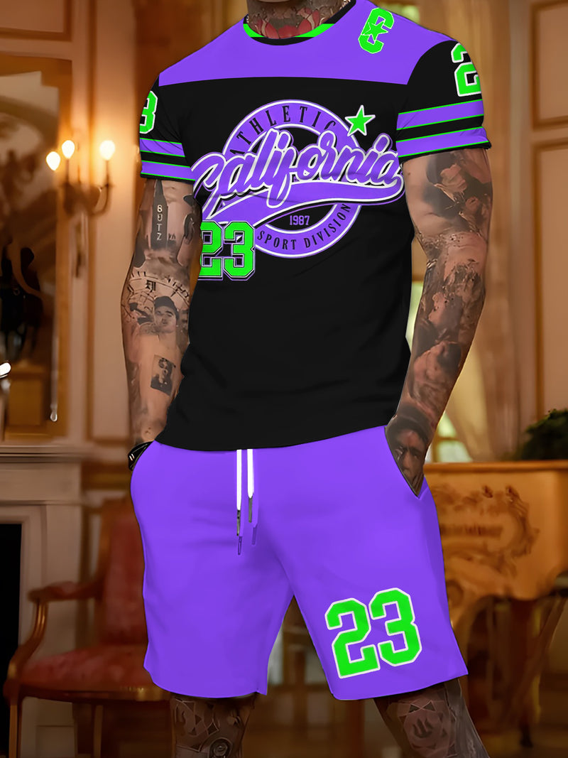 Casual Shorts Men's Trendy 2pcs Set.