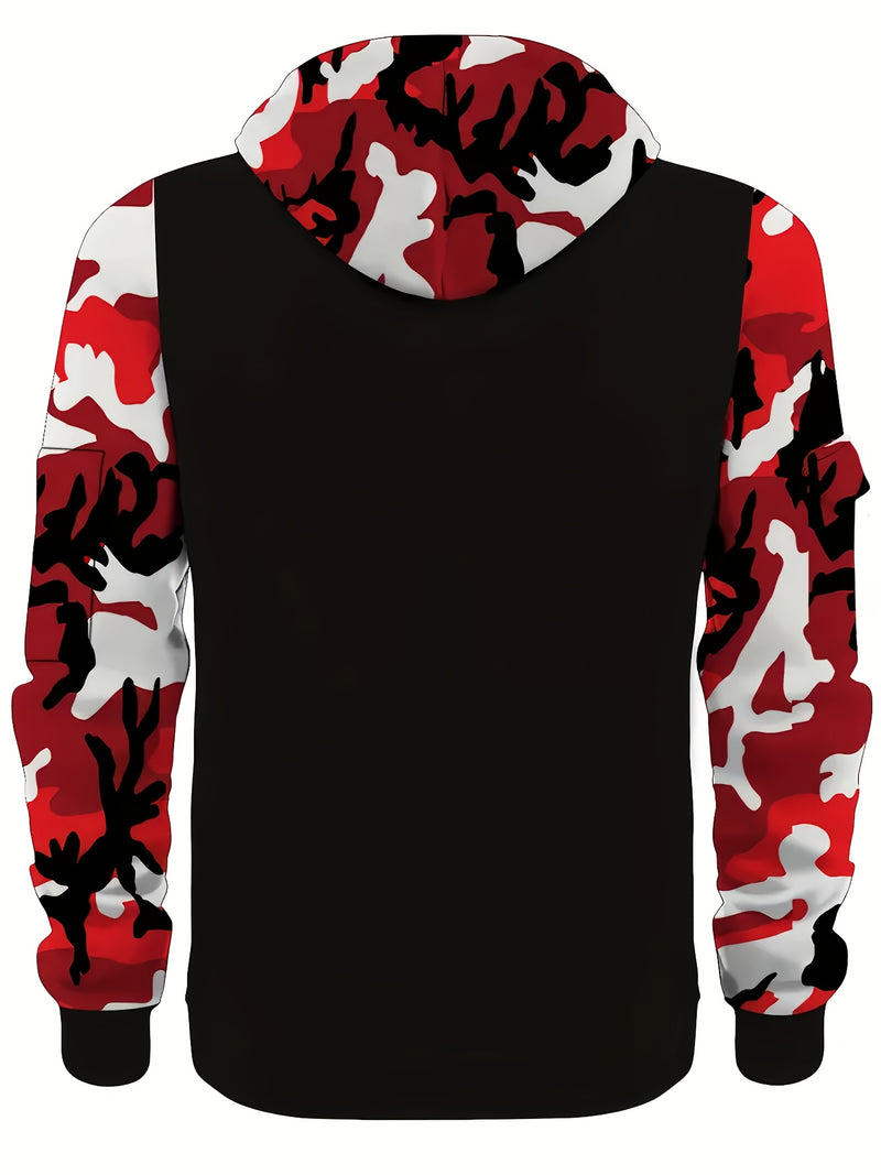 Men’s A Set of Two Trendy Camouflage Hoodies with a Half-Zip Design.