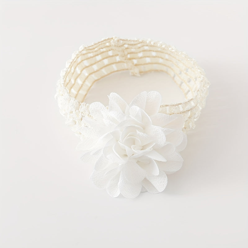 A Set of 1 Pair of Baby Flower Socks Along with a Baby Mesh Headband.