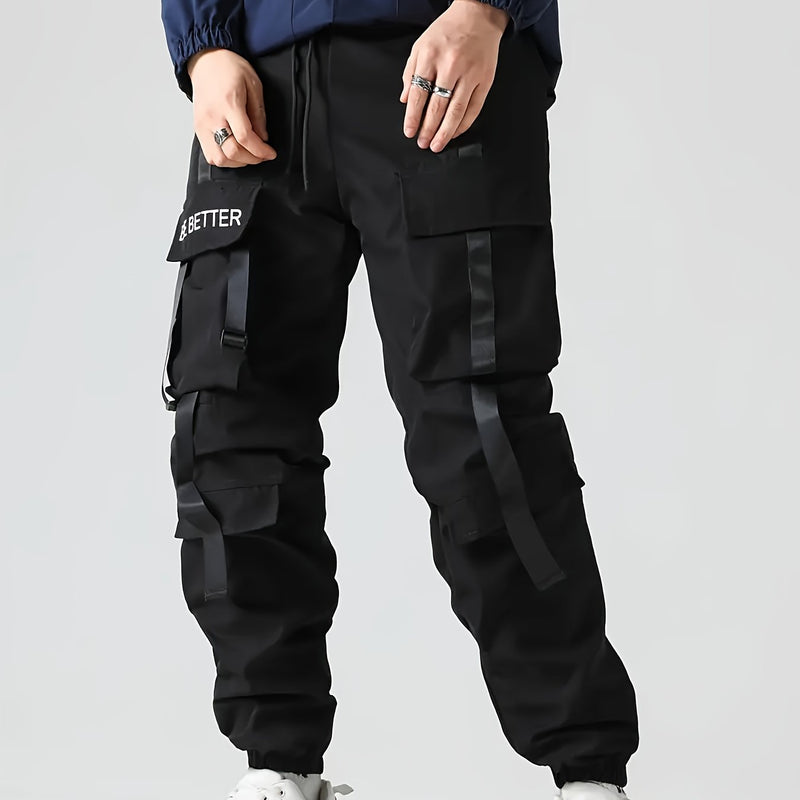 Men's Casual Work Pants with Letter Prints.