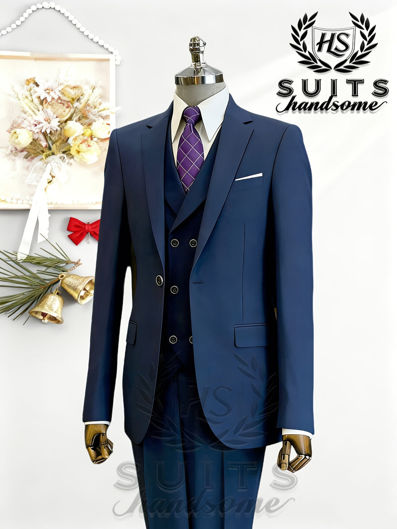 Men's 3pcs Suit Set: Jacket + Vest + Pants, Business Casual.