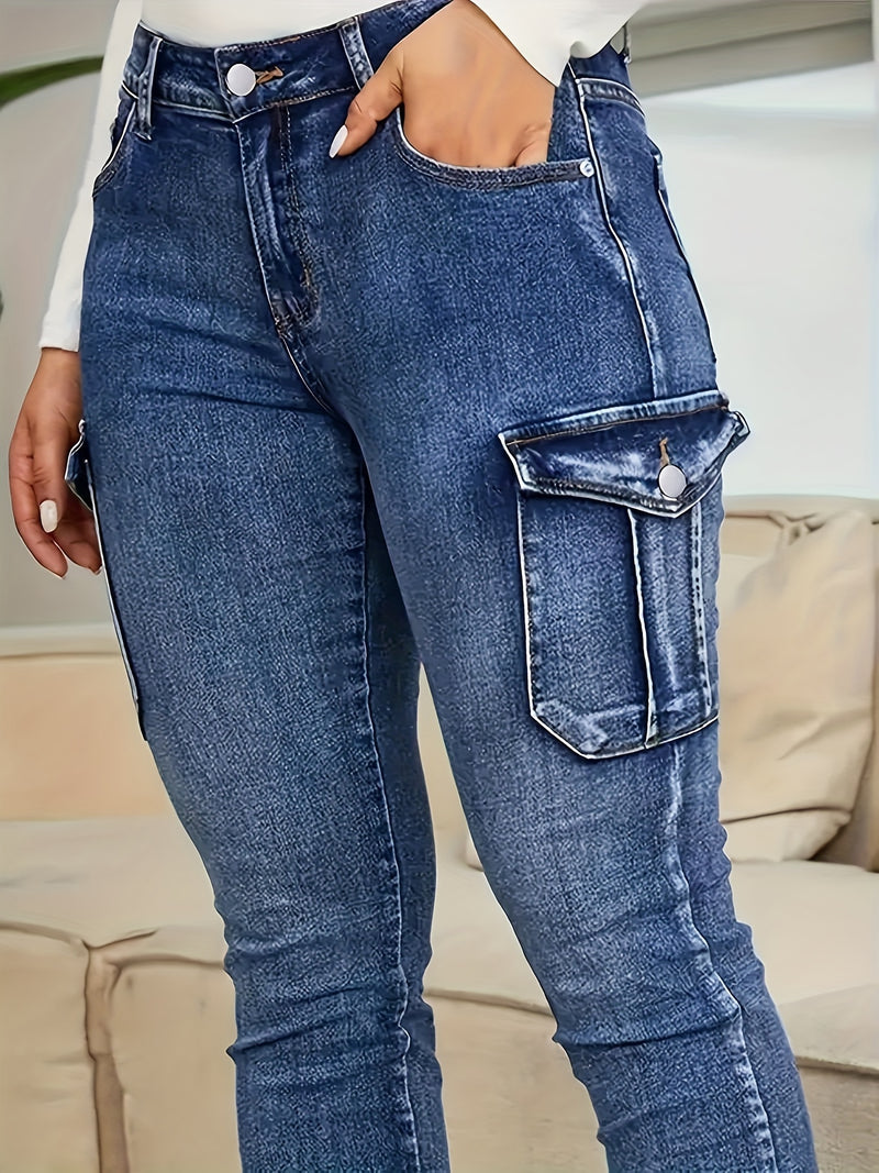 Women's High-Stretch Skinny Jeans with Side Pockets.