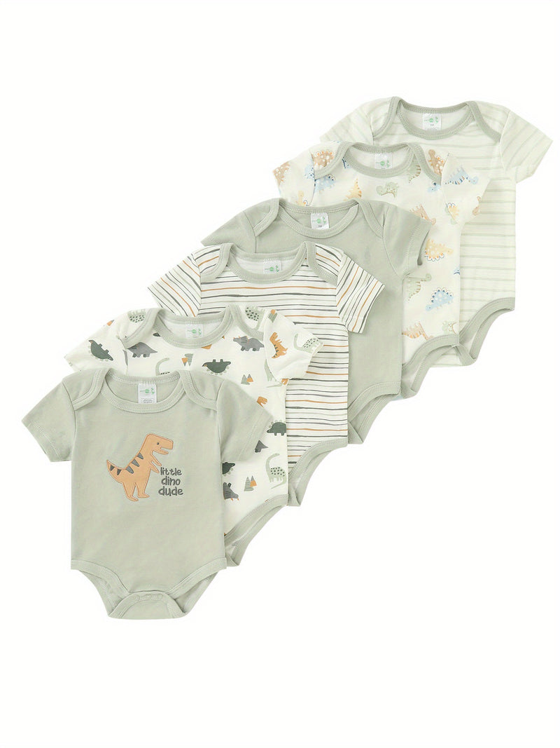 6pcs Youngsters Youngsters Striped Triangle Romper.
