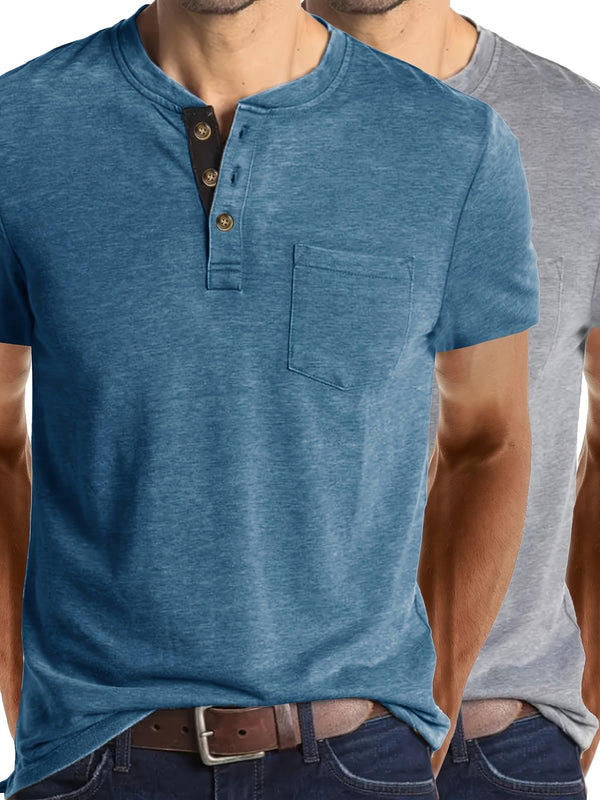 2pcs Set of Stylish Short-Sleeve T-Shirts for Men.