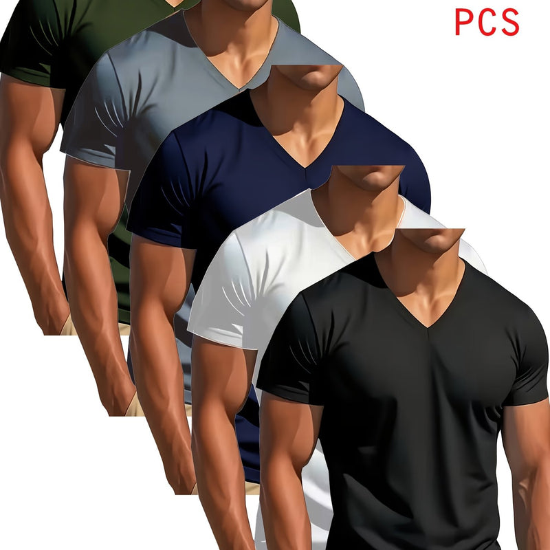 5pcs Men's V-Neck T-Shirt Pack.