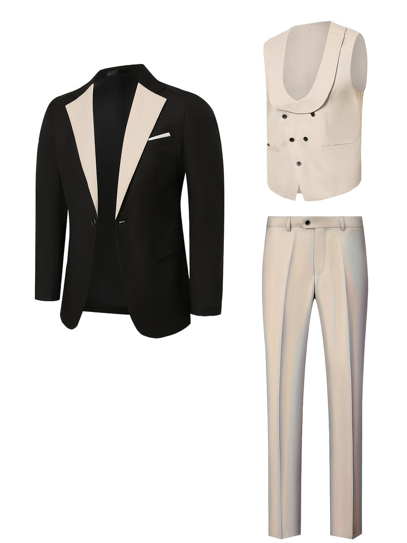 Men's Three-Piece Suit Set, Business Formal Wear.